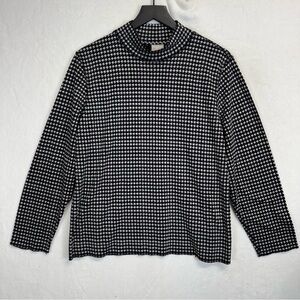 Women’s Size Large 16/18 Chicos Zenergy Black White Long Sleeve Houndstooth